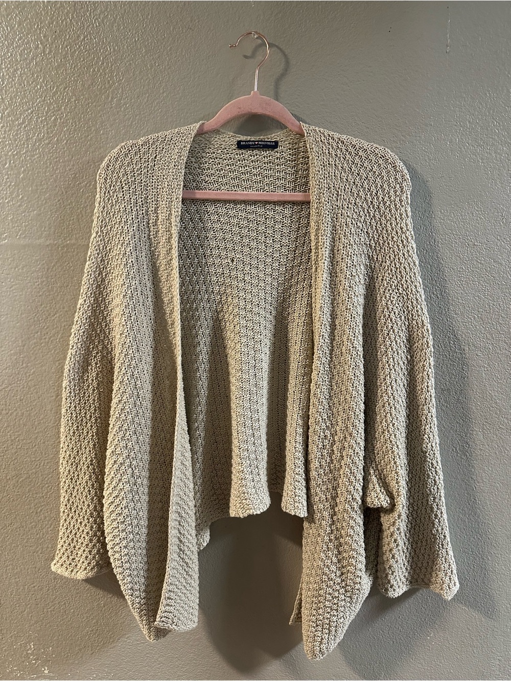 Brandy Melville Open-Front Knit Cardigan in Beige